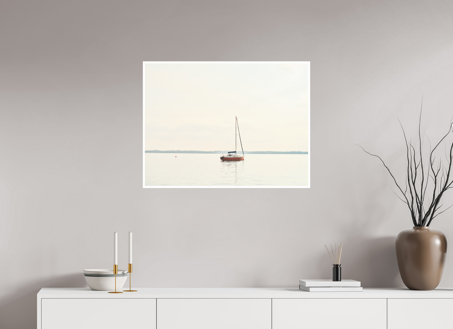 "morgenruhe" - angeleintes Segelboot am Chiemsee